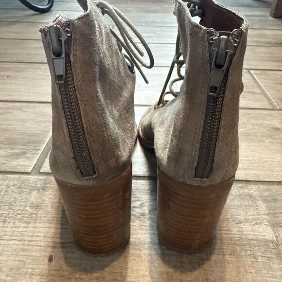 Jeffrey Campbell Cors Suede Gladiator Lace Up Bootie 7.5 Peep Toe - Picture 8 of 11